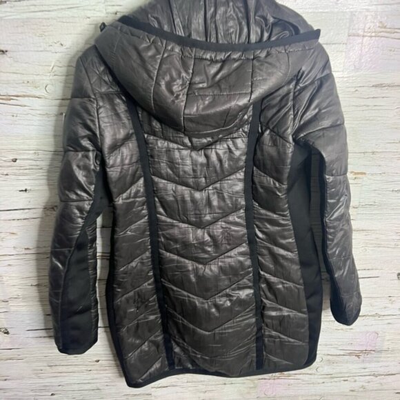 Guess Quilted Lightweight Puffer Coat black brown size small - Picture 8 of 9